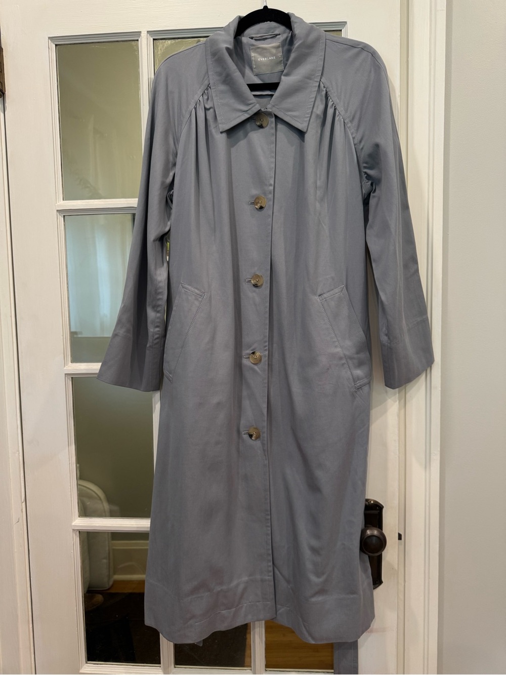 Everlane Light Blue/Gray Trench Coat